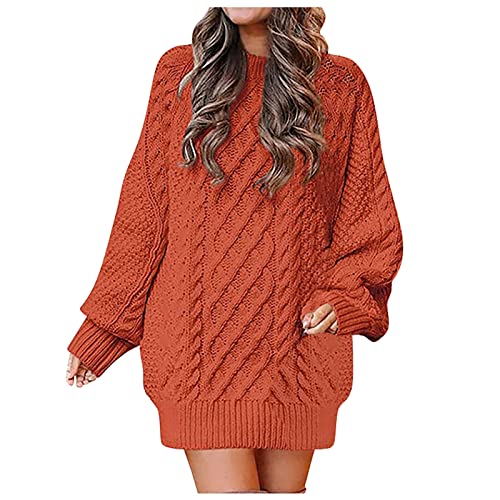 Ansenesna Oversize Pullover Damen Lang Zopfmuster Winter Strick Pulli Frauen Grobstrick Pullover Dicker Strick Pullunder Langarm Strickpulli Warm Winterpullover von Ansenesna