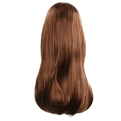 Ansenesna Perücke Braun Lang Locken Damen Pony Langhaar Wig für Cosplay Karneval Party (Hellbraun) von Ansenesna