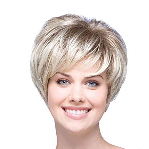 Ansenesna Perücke Damen Blond Kurz Pony Kurzhaar Wig (Blond) von Ansenesna