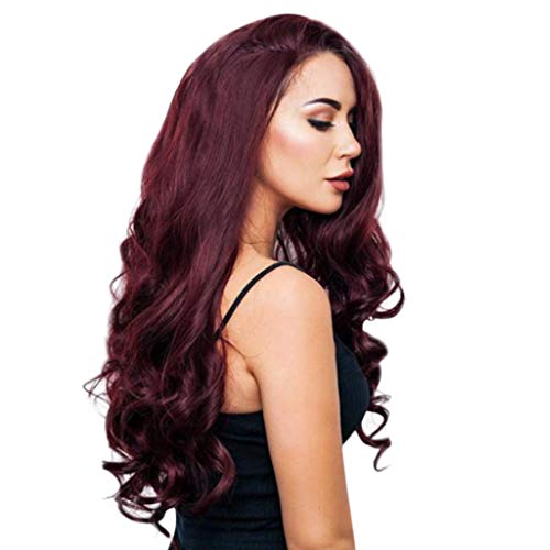 Ansenesna Perücke Damen Rot Locken Lang Perücken Ombre Langhaar Wig (Rot) von Ansenesna