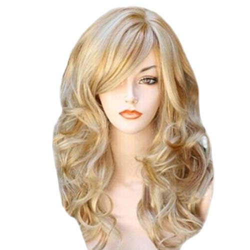 Ansenesna Perücke Grau Lang Locken Damen Blond Langhaar Wig für Fasching Party Karneval (Blond) von Ansenesna