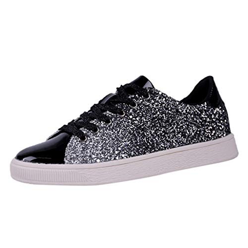 Ansenesna Plate Schuhe Damen Pailletten Glitzer Lackleder Elegant Sneaker Frauen Wasserfest Outdoor Freizeitschuhe von Ansenesna