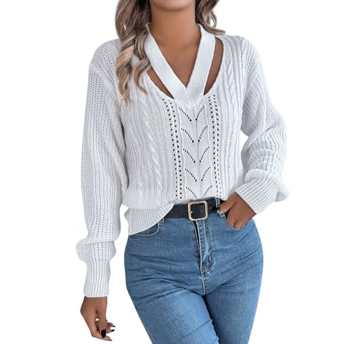 Ansenesna Pullover Damen Winter Grobstrick Winterpullover Damen Warm V Ausschnitt Dicker Pulli Frauen Elegant Thermo Strickpullover Grobmaschig Langarm Damenpullover Netz Pullis Winterpulli Ansenesna Pullover Damen Winter Grobstrick Winterpullover Damen Warm V Ausschnitt Dicker Pulli Frauen Elegant Thermo Strickpullover Grobmaschig Langarm Damenpullover Netz Pullis Winterpulli von Ansenesna