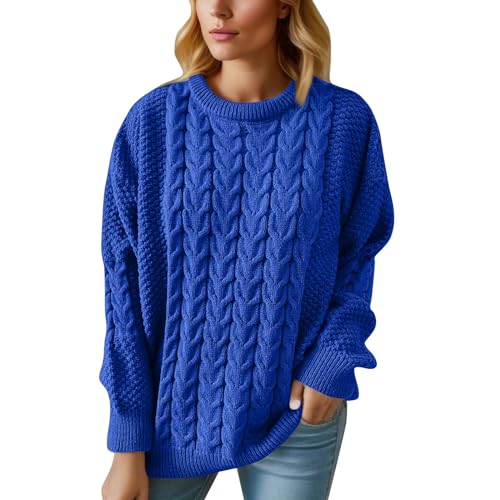 Ansenesna Pullover Damen Winter Strick Winterpullover Damen Warm Grobstrick Zopfmuster Pulli Frauen Elegant Dicker Strickpullover Grobmaschig Kuschel Thermo Damenpullover Langarm Winterpulli von Ansenesna