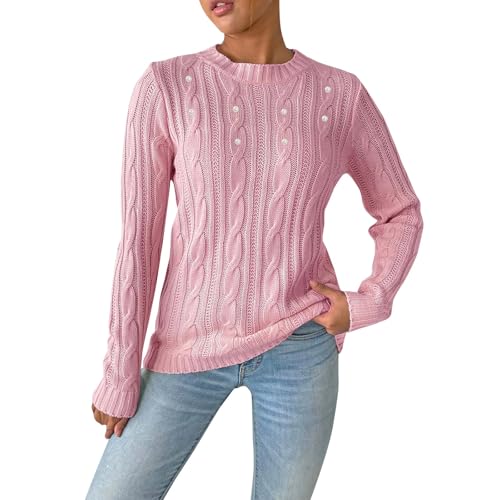 Ansenesna Pullover Damen Winter Strick Winterpullover Damen Warm Grobstrick Zopfmuster Pulli Frauen Elegant Thermo Dicker Strickpullover Kuschel Damenpullover Langarm Winterpulli Warmer Pullis von Ansenesna