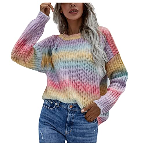 Ansenesna Pullover Damen Winter Warm Grobstrick Strick Pulli Frauen Bunt Pullover Elegant Kuschelig Pullunder Langarm Strickpulli Dicker Strick Winterpullover von Ansenesna