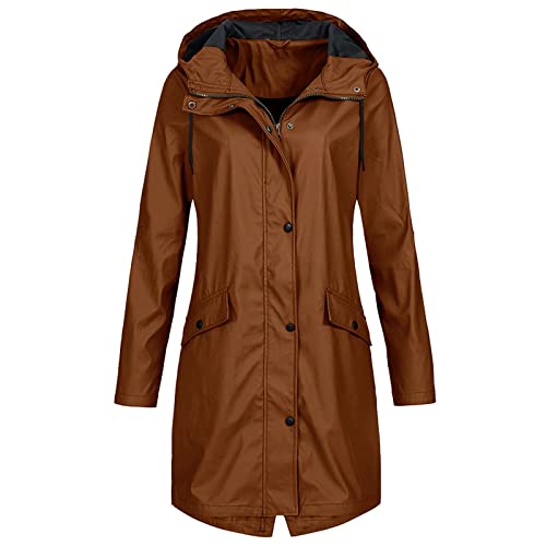 Ansenesna Regenjacke Damen Wasserdicht Atmungsaktiv Lang Regenjacke Damen Mit Kapuze Winter Lange Regenmantel Frauen Elegant Wandern Jacke Outdoor Winddicht Mantel von Ansenesna