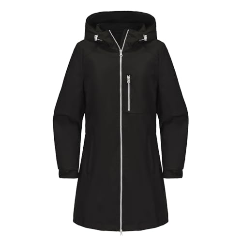 Ansenesna Regenjacke Damen Wasserdicht Atmungsaktiv Regenmantel Damen Lang Mit Kapuze Winterjacke Frauen Elegant Damen-Jacken Winter Outdoor Winddicht Wintermantel mit Reissverschluss Jacke von Ansenesna