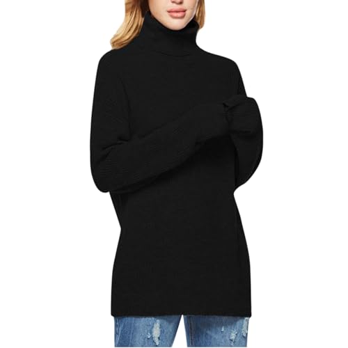 Ansenesna Rollkragenpullover Damen Lang Winter Strick Pullover Damen Rollkragen Grobstrick Winterpullover Frauen Warm Elegant Thermo Pulli Dicker Damenpullover Langarm Grobmaschig Winterpulli von Ansenesna