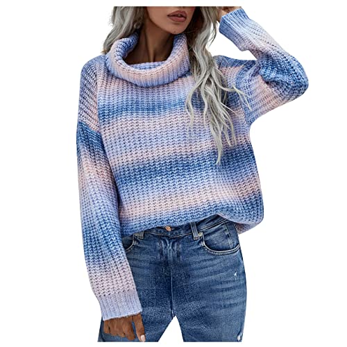 Ansenesna Rollkragenpullover Damen Warm Winter Grobstrick Pullover Frauen Rollkragen Strick Pulli Bunt Pullunder Langarm Strickpulli Kuschelig Dicker Strick Winterpullover von Ansenesna