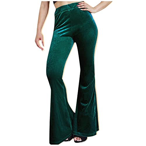 Ansenesna Schlaghose Damen Samt Hose High Waist Stretch Hosen Damen Flared Elegant Schlaghosen Mit Gummizug Freizeithose Frauen Einfarbig Hoher Bund Hose von Ansenesna