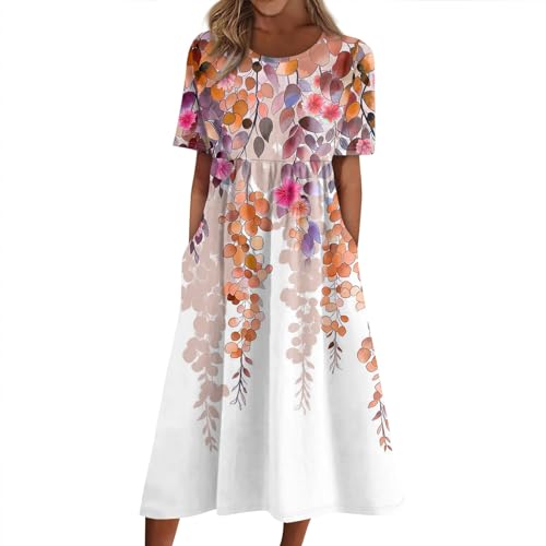 Ansenesna Sommerkleid Damen Blumen Midi Elegant Italienische Kleider Damen Sommer Vintage Luftige Sommerkleider mit Taschen Frauen Leicht Kurzarm Leichte Kleid Schößchen Locker Midikleider Ansenesna Sommerkleid Damen Blumen Midi Elegant Italienische Kleider Damen Sommer Vintage Luftige Sommerkleider mit Taschen Frauen Leicht Kurzarm Leichte Kleid Schößchen Locker Midikleider von Ansenesna