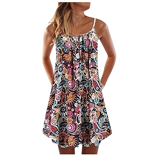 Ansenesna Sommerkleid Damen Kurz Blumen Kleider Damen Sommer Träger Leichte Sommerkleider Frauen Leicht Elegant Luftige Kleid A Linie Strandkleid Spaghettiträger Luftig Damenkleider von Ansenesna