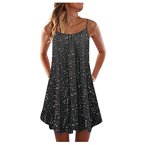 Ansenesna Sommerkleid Damen Kurz Blumen Kleider Damen Sommer Träger Leichte Sommerkleider Frauen Leicht Elegant Luftige Kleid A Linie Strandkleid Spaghettiträger Luftig Damenkleider von Ansenesna