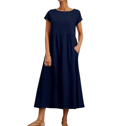 Ansenesna Sommerkleid Damen Midi Elegant Kleider Damen Sommer Locker Midikleid Frauen Kurzarm Luftige Sommerkleider Leicht und Luftig Kleid Tailliert Weite Strandkleid mit Taschen Ansenesna Sommerkleid Damen Midi Elegant Kleider Damen Sommer Locker Midikleid Frauen Kurzarm Luftige Sommerkleider Leicht und Luftig Kleid Tailliert Weite Strandkleid mit Taschen von Ansenesna