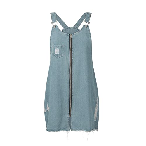 Ansenesna Sommerkleid Jeans Damen Curvy Reißverschluss Vorne Jeanskleid Sommer Elegant Frauen Kurz Enges Sommerkleider Figurbetont Spaghettiträger Denim Kleid Camisole von Ansenesna