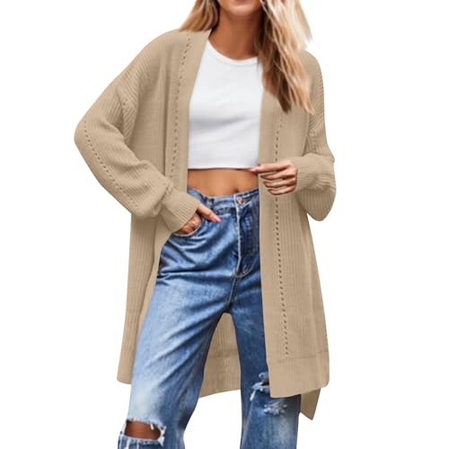 Ansenesna Strickjacke Damen Lang Winter Dicke Lange Strickjacken Für Damen Grobstrick Oversize Trachten Damenstrickjacke Frauen Elegant Warme Strickmantel Strick Long Cardigan Mit Schalkragen von Ansenesna