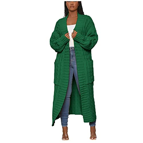 Ansenesna Strickjacke Damen Lang Winter Dicke Lange Strickjacken Für Damen Grobstrick Zopfmuster Trachten Grobstrickjacke Frauen Elegant Warme Strickmantel Strick Long Cardigan Mit Schalkragen von Ansenesna