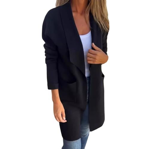 Ansenesna Strickjacke Damen Lang Winter Warm Dicke Lange Pullover & Strickjacken Für Damen Feinstrick Warme Strickjacke Frauen Elegant Longstrickjacke Strick Long Cardigan Mit Wasserfallkragen von Ansenesna