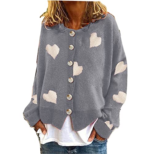 Ansenesna Strickjacke Damen Mit Knöpfen Winter Warm Dicke Strickjacken Für Damen Feinstrick Trachten Damenstrickjacke Frauen Elegant Herzen Warme Strickmantel Oversize Strick Cardigan Gestrickt von Ansenesna