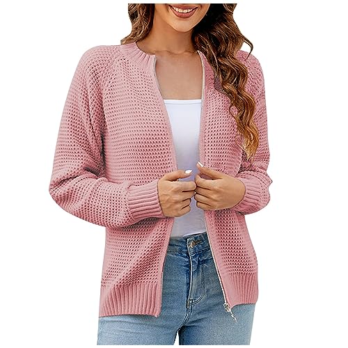 Ansenesna Strickjacke Mit Reissverschluss Damen Grobstrick Dicke Pullover & Strickjacken Für Damen Winter Warme Grobstrickjacke Frauen Elegant Strickmantel Warm Dicker Strick Wintermantel von Ansenesna