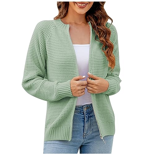 Ansenesna Strickjacke Mit Reissverschluss Damen Grobstrick Dicke Pullover & Strickjacken Für Damen Winter Warme Grobstrickjacke Frauen Elegant Strickmantel Warm Dicker Strick Wintermantel von Ansenesna