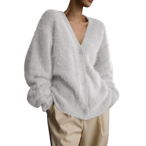 Ansenesna Strickjacken Für Damen Mit Knöpfen Winter Dicke Strickjacke Damen Flauschig Warme Grobstrickjacke Frauen Oversize Strick Cardigan Elegant Strickmantel Feinstrick Damenstrickjacke von Ansenesna