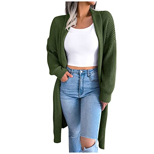 Ansenesna Strickjacken für Damen Lang Grobstrick Strickjacke Damen Warm Longstrickjacke Dicker Strick Warmer Strickmantel Frauen Winter Mantel Lange Cardigan Mit Schalkragen von Ansenesna