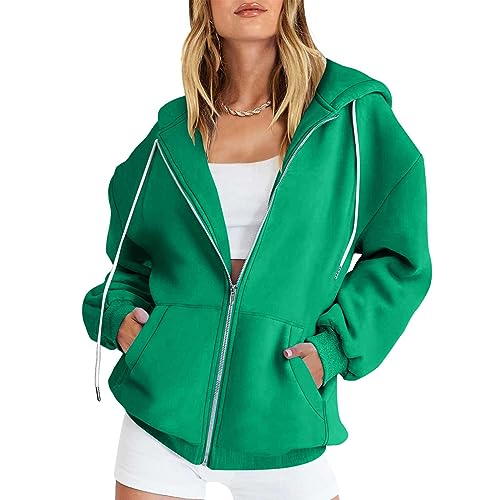 Ansenesna Sweatjacke Damen Mit Kapuze Sweatjacke Damen Kuschelig Einfarbig Winterjacke Frauen Reissverschluss Langarm Mantel Zip Hoodie Jersey Elegant Winter Jacke Mit Taschen von Ansenesna