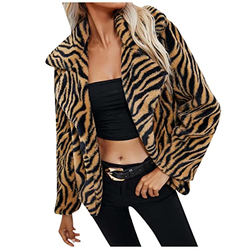 Ansenesna Teddyjacke Leopardenmuster Damen Kurz Ohne Kapuze Warm Teddy Fleecejacke Damen Flauschig Plüsch Winterjacke Frauen Teddyfleece Fleece Winter Jacke Mäntel Teddyfell Plüschjacke von Ansenesna