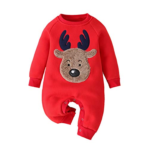 Ansenesna Weihnachten Baby Kleidung Mädchen Junge Strampler Elch Baumwolle Winter Warm Langarm Overall von Ansenesna