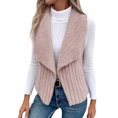 Ansenesna Weste Damen Flauschig Fleeceweste Damen Ärmellos Teddy Fleece Mantel Frauen Winter Warm Teddywesten Ohne Kapuze Plüsch Ärmellose Weste Gefüttert Fellweste von Ansenesna