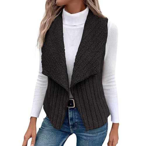Ansenesna Weste Damen Flauschig Fleeceweste Damen Ärmellos Teddy Fleece Mantel Frauen Winter Warm Teddywesten Ohne Kapuze Plüsch Ärmellose Weste Gefüttert Fellweste von Ansenesna