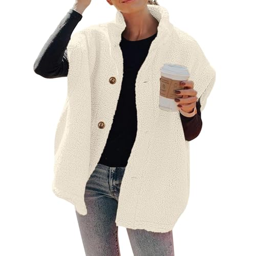 Ansenesna Weste Damen Fleece Ärmellos Weste Damen Winter Elegant Ärmellose Fleeceweste Frauen Warm Wintermantel mit Knöpfen Mantel Ohne Kapuze Jacke Ohne Ärmel Damen-Jacken von Ansenesna