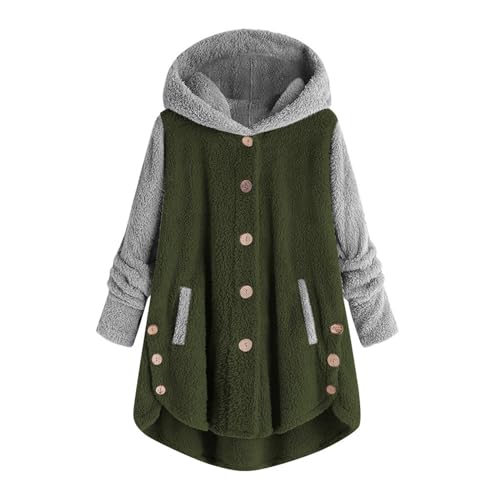 Ansenesna Winterjacke Damen Lang Warm Gefüttert Wintermantel Damen Mit Kaputze Flauschig Teddyjacke Frauen Winter Elegant Jacke Teddyfleece Plüsch Mantel Mit Knöpfen Thermo Dicke Fleecejacke von Ansenesna