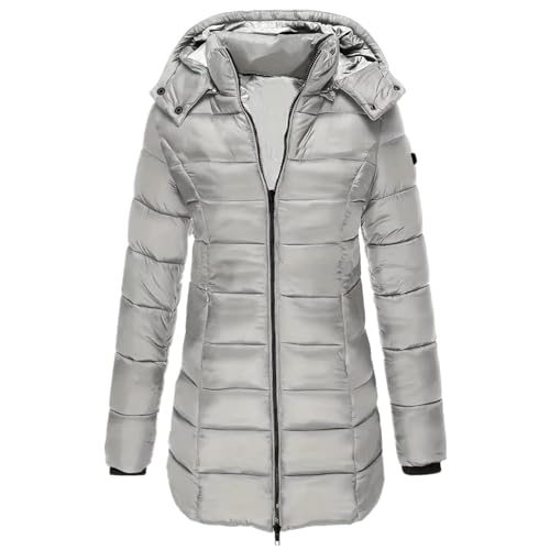 Winterjacke Damen Mit Kapuze Stepp Wintermantel Damen Elegant Warm Steppjacke Frauen Übergangsjacke mit Reissverschluss Jacke Mantel Winter Mittellang Kuscheljacke Slim Damen-Jacken von Ansenesna