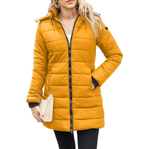 Ansenesna Winterjacke Damen Mit Kapuze Stepp Wintermantel Damen Elegant Warm Steppjacke Frauen Übergangsjacke mit Reissverschluss Jacke Mantel Winter Mittellang Kuscheljacke Slim Damen-Jacken von Ansenesna