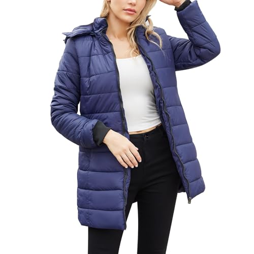 Ansenesna Winterjacke Damen Mit Kapuze Stepp Wintermantel Damen Elegant Warm Steppjacke Frauen Übergangsjacke mit Reissverschluss Jacke Mantel Winter Mittellang Kuscheljacke Slim Damen-Jacken von Ansenesna