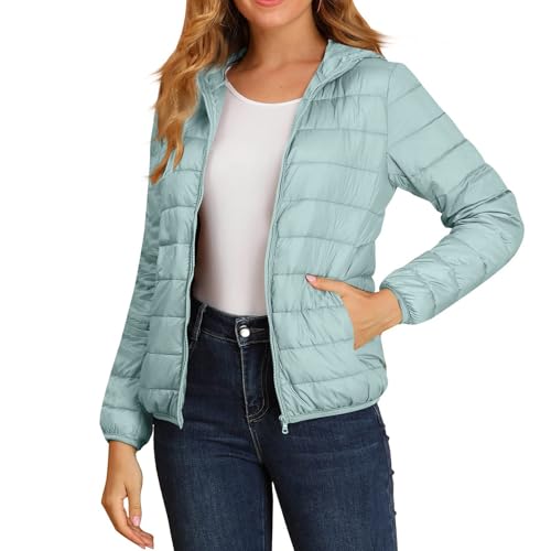 Ansenesna Winterjacke Damen Warm Daunen Steppjacke Damen Leicht Mit Kapuze Leichte Daunenjacke Winter Outdoor Wintermantel Frauen Elegant Übergangsjacke mit Reissverschluss Steppmantel von Ansenesna