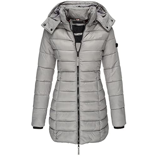 Ansenesna Winterjacke Damen Warm Wintermantel Damen Elegant Mit Kapuze Steppjacke Frauen Übergangsjacke Winter Dicke Damen-Jacken mit Reissverschluss Steppmantel Zipper Thermo Jacke von Ansenesna