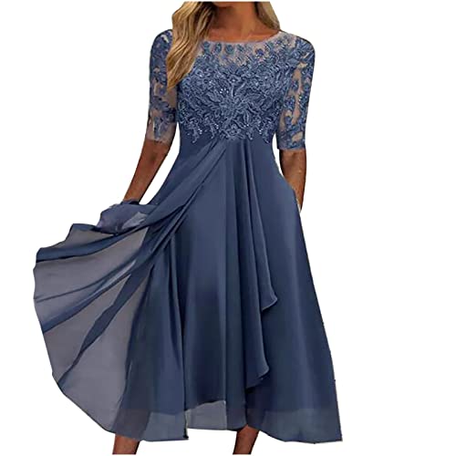 Festliche Kleider Für Hochzeit,Abendkleid Damen Chiffon Asymmetrisch Ballkleid Elegant Spitze Chiffonkleid Frauen Elegante Abschlusskleider Schick Brautkleider Abschlussball Kleider von Ansenesna