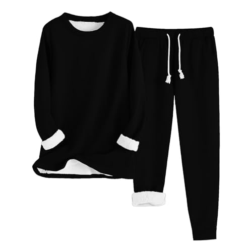Hausanzug Damen Kuschelig Warm Winter Warmer Hausanzug Damen Fleece Gefüttert Hosenanzug Frauen Langarm Elegant 2 Teilig Loungewear Damen Set Kuschel Zweiteiler Zuhause Anzug von Ansenesna