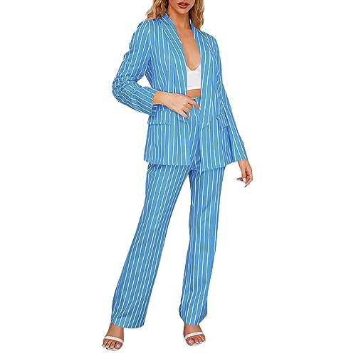 Hosenanzug Damen Business 2 Teiler Anzug Langarm Blazer und Hose Hosenanzug Frauen Kuschelig Elegant Freizeitanzug Zweiteiler von Ansenesna