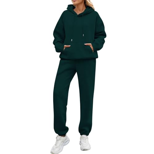 Jogginganzug Damen Set Gefüttert Winter Warm Zweiteiler Hausanzug Damen Kuschelig Elegant 2 Teilig Trainingsanzug Frauen Oversize Mit Kapuze Hosenanzug Sportlich Dicker Stoff Anzug von Ansenesna