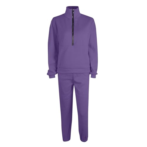 Jogginganzug Damen Set Winter Baggy Zweiteiler Hausanzug Damen Kuschelig Elegant 2 Teilig Trainingsanzug Frauen Mit Reißverschluss Langarm Hosenanzug Sportlich Jogging Anzug 2 Teiler von Ansenesna