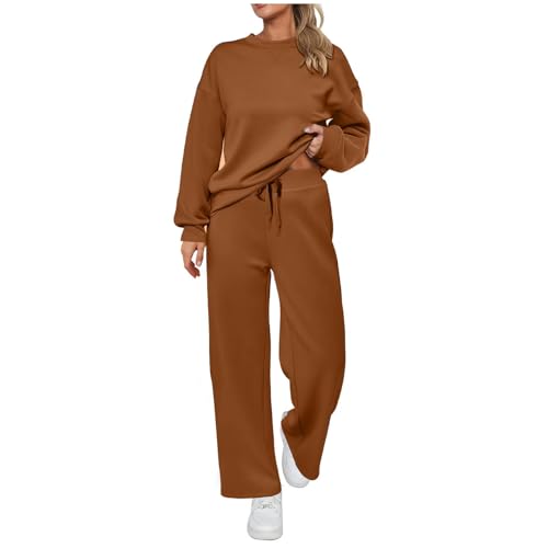 Jogginganzug Damen Set Winter Baggy Zweiteiler Hausanzug Damen Kuschelig Elegant 2 Teilig Trainingsanzug Frauen Oversize Langarm Hosenanzug Sportlich Oversize Jogging Anzug 2 Teiler von Ansenesna