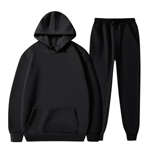 Jogginganzug Herren Set Baggy Winter Trainingsanzug Herren Lang Mit Hoodie Anzug Männer Sportlich mit Kapuze Sportanzug Kuschelig Elegant 2 Teilig Jogging Freizeitanzug Regular Fit von Ansenesna