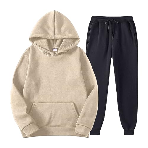 Jogginganzug Herren Set Baggy Winter Trainingsanzug Herren Lang Mit Hoodie Anzug Männer Sportlich mit Kapuze Sportanzug Kuschelig Elegant 2 Teilig Jogging Freizeitanzug Regular Fit von Ansenesna