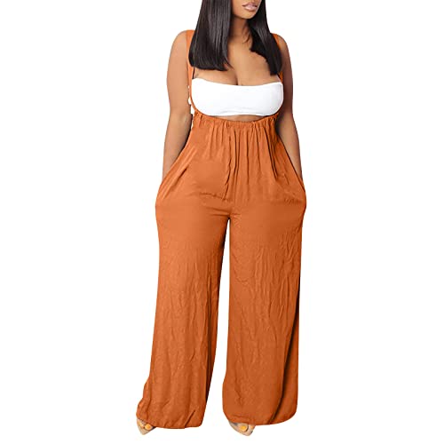 Latzhose Damen Sommer Lang Latzhose Damen Weites Bein Camisole Jumpsuit Damen Elegant Kuschelig Jumpsuits Leicht Eleganter Overall Frauen Weit Lange Beine Latzhosen Einfarbig Träger Hose von Ansenesna