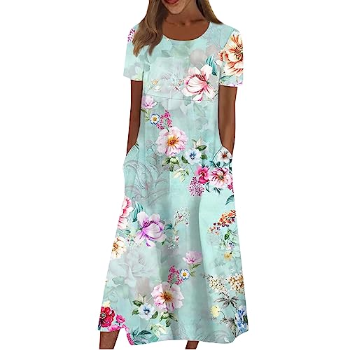 Sommerkleid Damen Elegant Blumen Kleider Damen Sommer A Linie Midi Strandkleid Leicht Und Luftig Damenkleider mit Ärmeln Kleid Frauen mit Taschen Blumenkleid Kurzarm Schicke Midikleid Sommerkleid Damen Elegant Blumen Kleider Damen Sommer A Linie Midi Strandkleid Leicht Und Luftig Damenkleider mit Ärmeln Kleid Frauen mit Taschen Blumenkleid Kurzarm Schicke Midikleid von Ansenesna